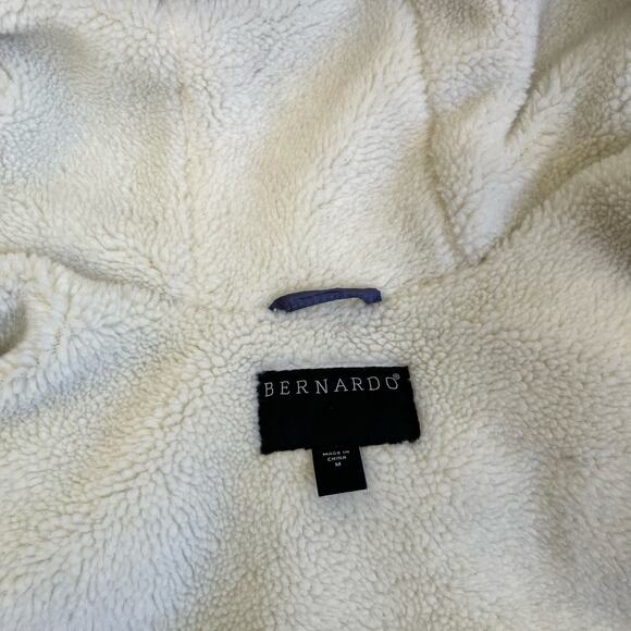 Bernardo Sz M Crystal Hooded Puffer in Metallic Purple w Faux-sherpa Lining Warm - Picture 11 of 16